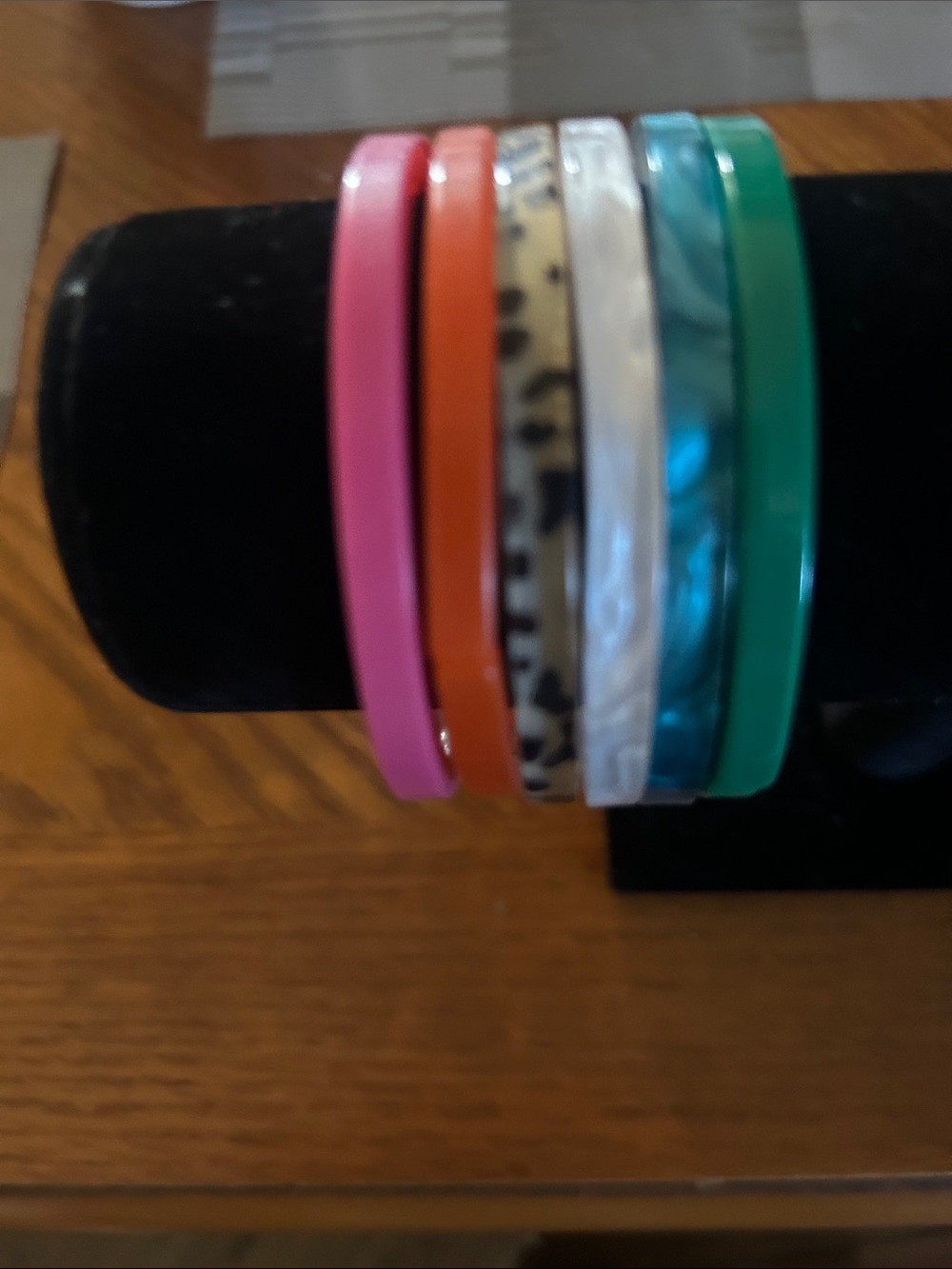 Plunder Bright Resin Bangle Stack - Pink, Orange, Cream, Teal, Green